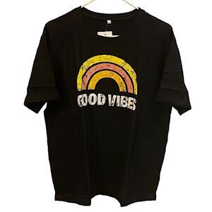 Good Vibes Rainbow Mens T-shirt Size XL Bohemian Retro Boho